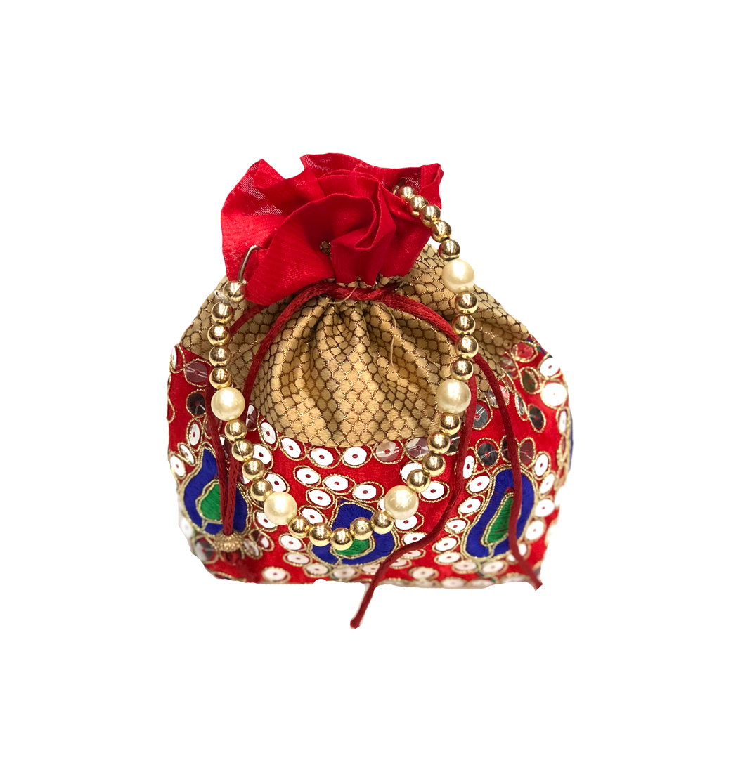 Ethnic Designer Embroidered Potli Bag Wristlet Batwa Bag For Women  Decorative Polti Bag Batwa Bag Pearls Handle Clutch Purse For Wedding &  Parties By Panache Merchant (Red): Handbags: Amazon.com